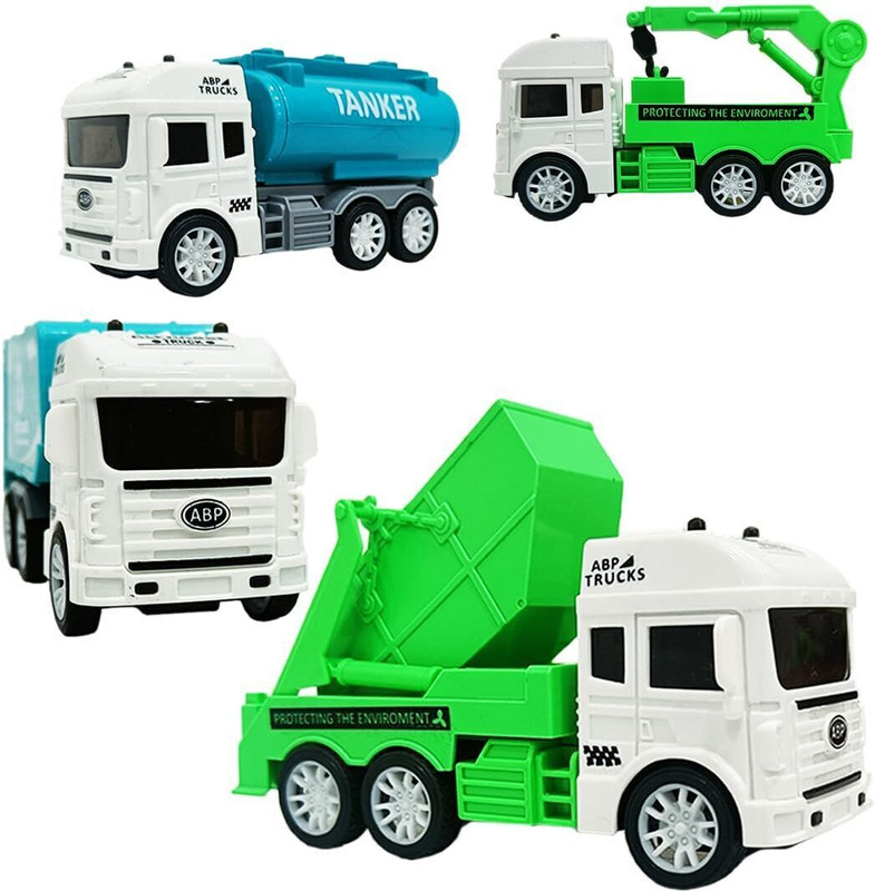 Toy Bharat Garbage Truck Set of 4 for City Waste Management| City Service | Clean-Up Crew(Multicolor, Pack of: 4)