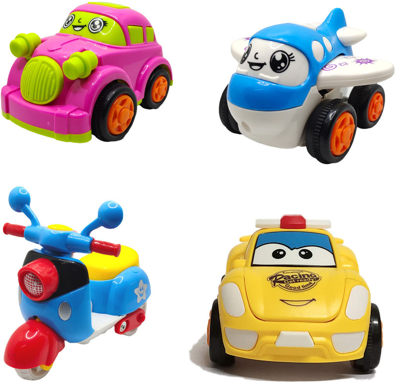 ZONEPIA Unbreakable Friction Powered Toy Set of Car, Plane, Scooter &Robot Plane For Kid(SET94, Pack of: 4)
