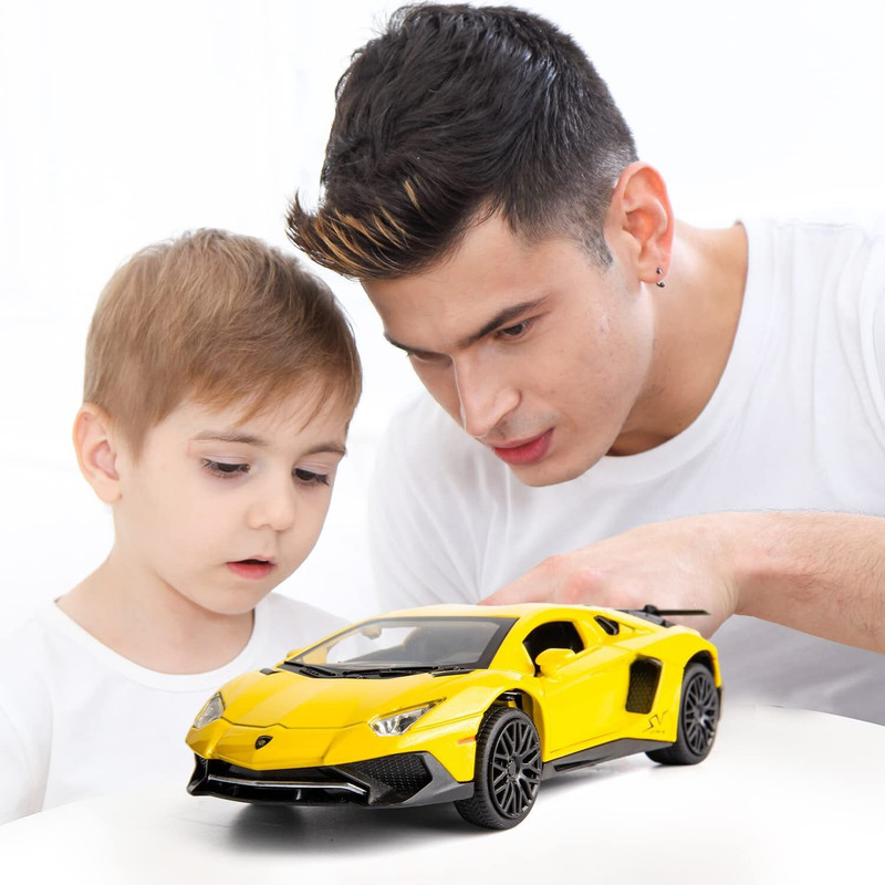deoxy 1:32 Model Pull Back Car Toy car with Sound and Light for Kids Boy Girl(Yellow, Pack of: 1)