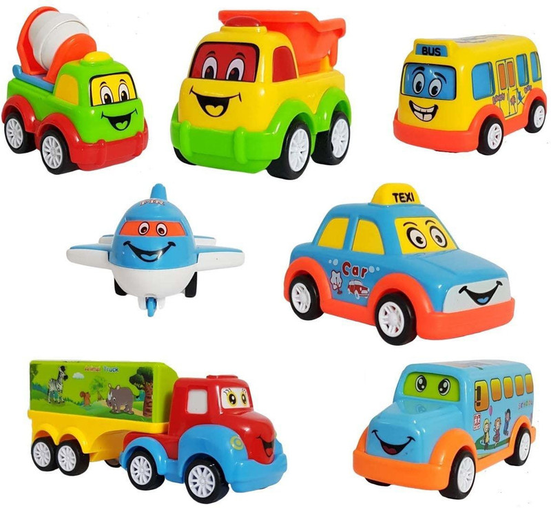 DEUSON ECOM Unbreakable Cars Toy for 1 Year Old Boy Push and Go Vehicles Set Toy for Kids(Multicolor, Pack of: 7)