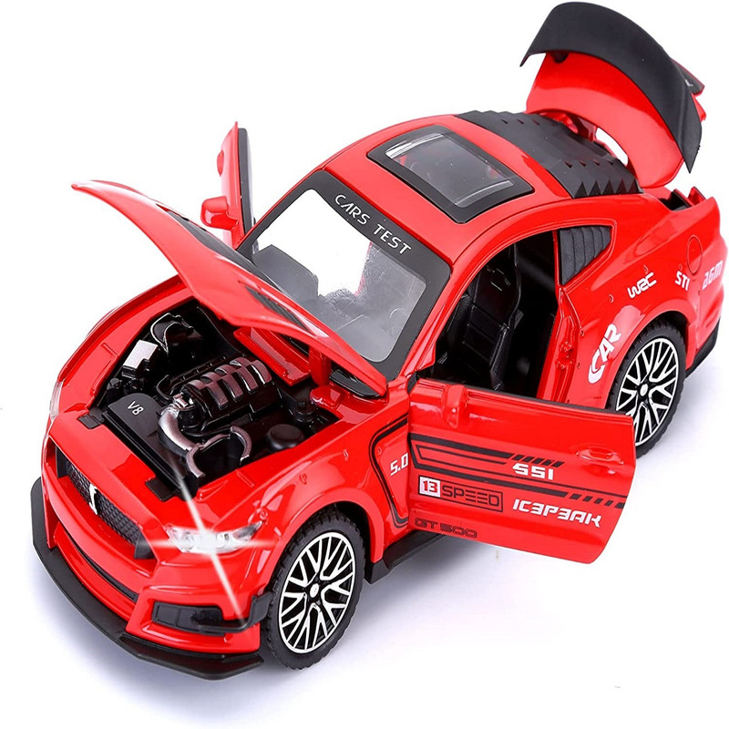 KTRS Diecast Cars Boy GT500 Metal Model Car Pull Back Toy Car with Sounds and Lights(Multicolor)