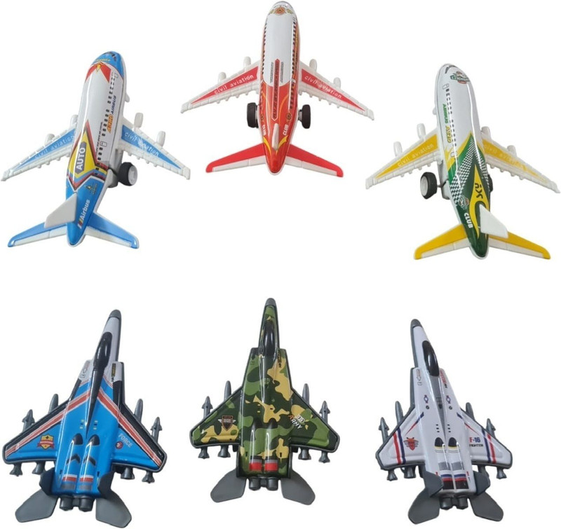 HALO NATION Die-cast Aircraft Aeroplane Fighter Jet Pull back Military Airplane Boing Set(Multicolor, Pack of: 6)