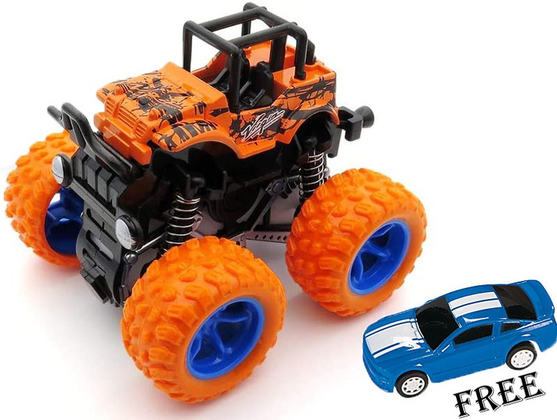 CASADOMANI Action Toys Sports Toys Mini Monster Trucks Friction Powered Stunt Cars for Kids(Orange, Pack of: 1)