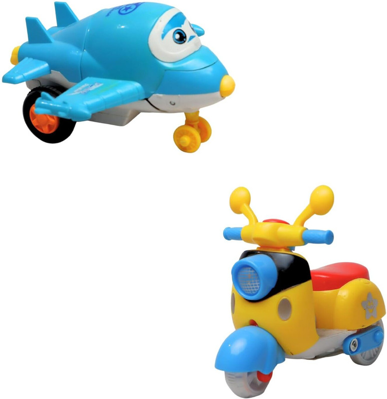 vworld Mini Scooter and Robot Plane for Kids(Multicolor, Pack of: 2)