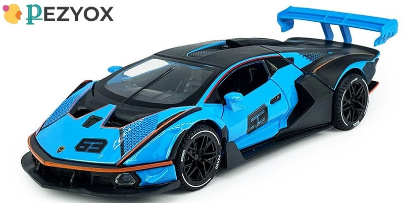 PEZYOX 1:24 scale Lamborghini Essenza Scv12 Pull Back Car With Light & Music for kids(Blue)