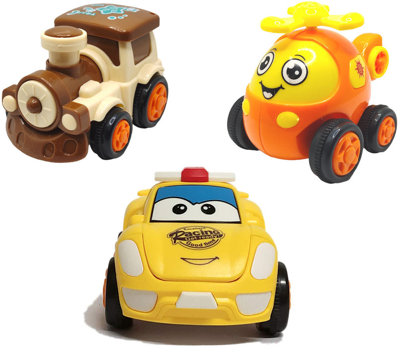 ZONEPIA Unbreakable Friction Powered Toy of Car, Train, Helicopter & Robot Car For Kids(SET80, Pack of: 4)