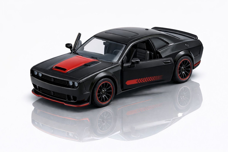 VqueenS Dodge Metal Miniature Car | 1:64 Racing Model with Openable Doors(Blue & Red & Yellow & Black, Pack of: 1)