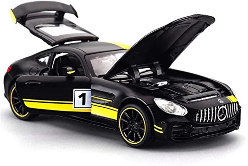 deoxy 1:32 scale Mercedes GT3 Metal car toy, Die-cast light and sound car toy for kids(Yellow, Black, Pack of: 1)