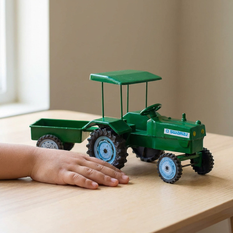 CraftedRoots Mini Farm Tractor Toy with Trailer Trolley for Kids(Green, Pack of: 1)