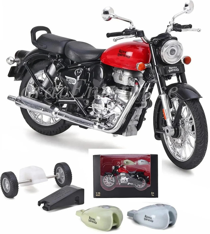 INOS Royal Enfield 1:15 Scale Diecast Motorcycle Model Toy, Pull Back Action(Red)