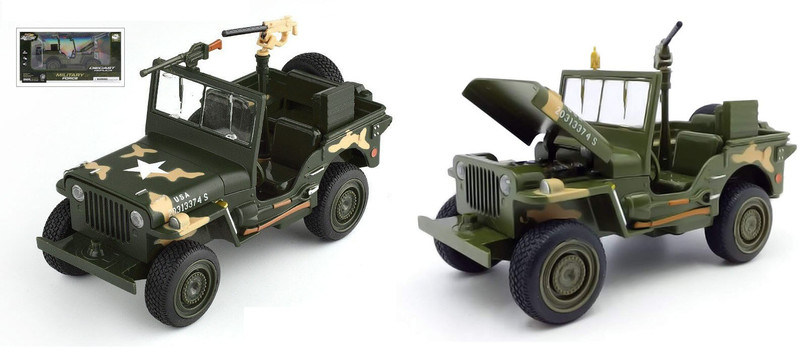 Magicwand 1:32 Die-Cast 1942 Willys Jeep, Music, Lights & Pull Back Action(Military Green, Pack of: 1)
