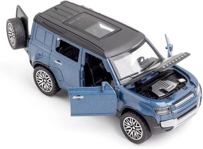 Zenvy Land Rover Defender 1:36 Diecast Toy Car - Pull Back, Openable Doors & Bonnet((Random Color), Blue, Multicolor, Pack of: 1)
