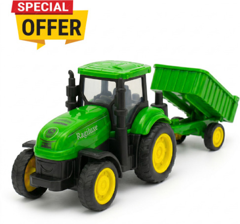 Ragiluxe Mini Farm Tractor Toy with Trailer, Kids Agricultural Vehicle(Green, Pack of: 1)