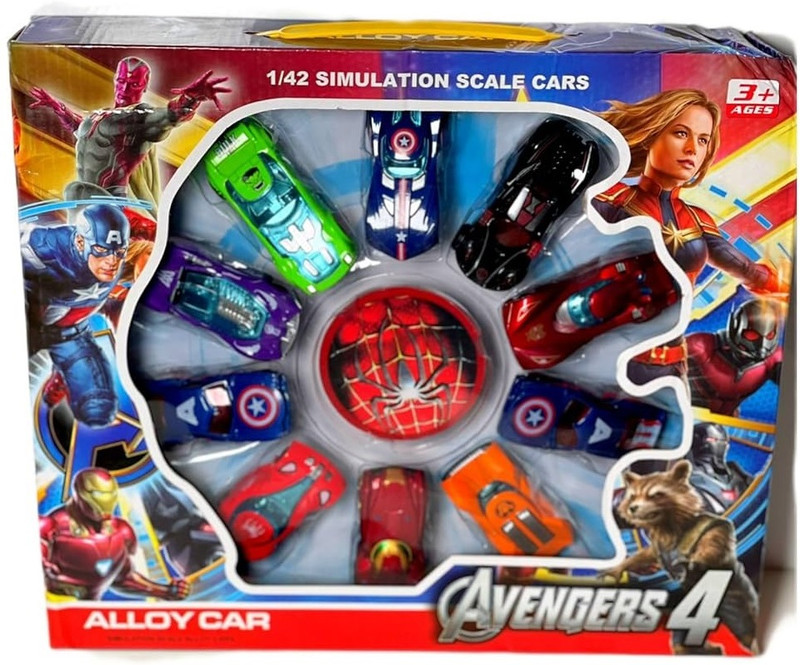 CrazyBuy Alloy Push N Go Vehicles Metal Die-Cast Exclusive Avenger Cars Collection of Toy(Multicolor)