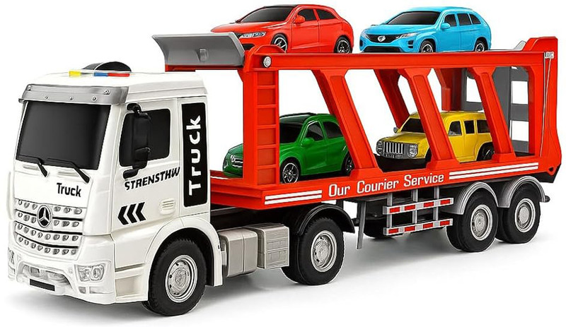 DIKUJI ENTERPRISE 5-in-1 Truck Toy Carrier with Sounds&Lights, PullBack Transporter Truck Trailer(Multicolor, Pack of: 1)