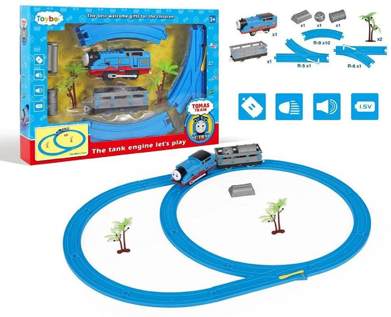 KTRS Train Track Set with Sound and Flashing Lights Train with Coal Wagon, Tanker(Multicolor)