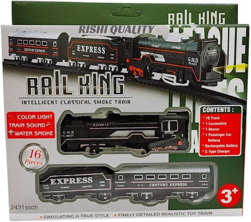 RISHI QUALITY Water Spray Train Set with Smoke, Light & Music | Rail Toy for Kids(Black, Pack of: 1)