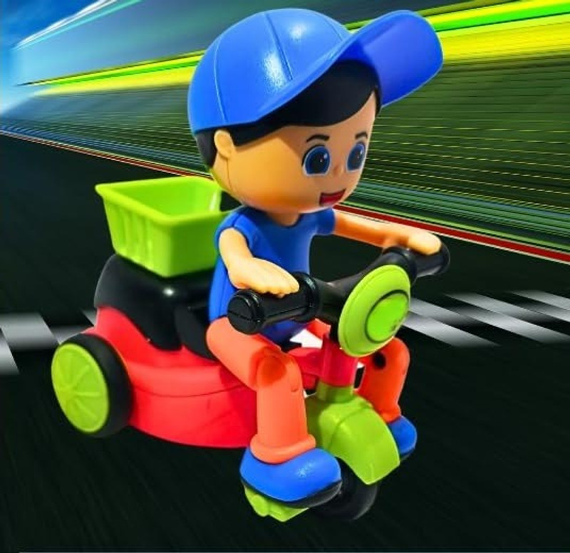 HIGHSEAS Kids Bicycle Riding Tricycle Stunt Scooter Push Toy Cartoon Food DeliveryBoy Toy(Multicolor, Pack of: 1)