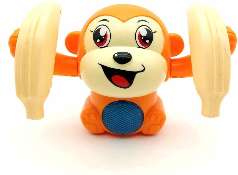 Galactic Dancing and Spinning Rolling Toy Voice Control Banana Monkey (Pack of 4 Monkey )(Multicolor)