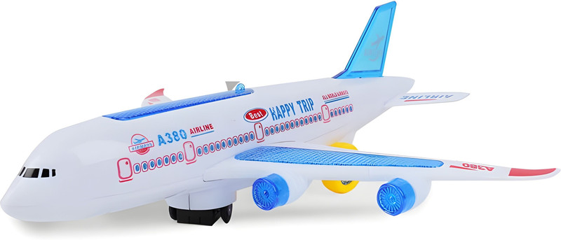 KOKEE TOYS Airliner Aircraft Airplane Toy for Kids | Boys| Girls with Lights & Music(White, Pack of: 1)