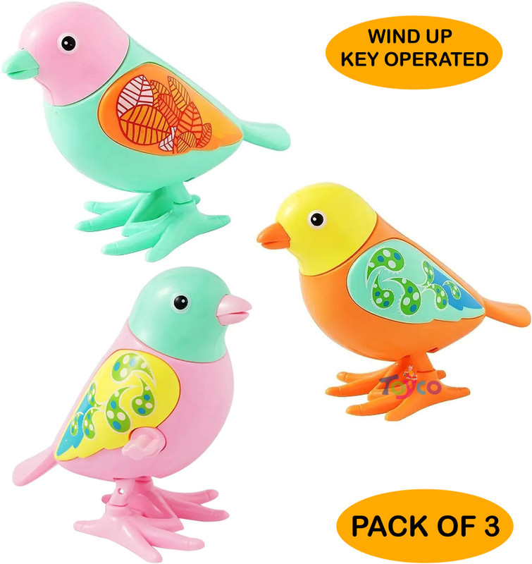 Toyco Wind Up Key Operated Jumping Bird Toys Set for Kid with 360 degree Rotating Head(Multicolor, Pack of: 3)