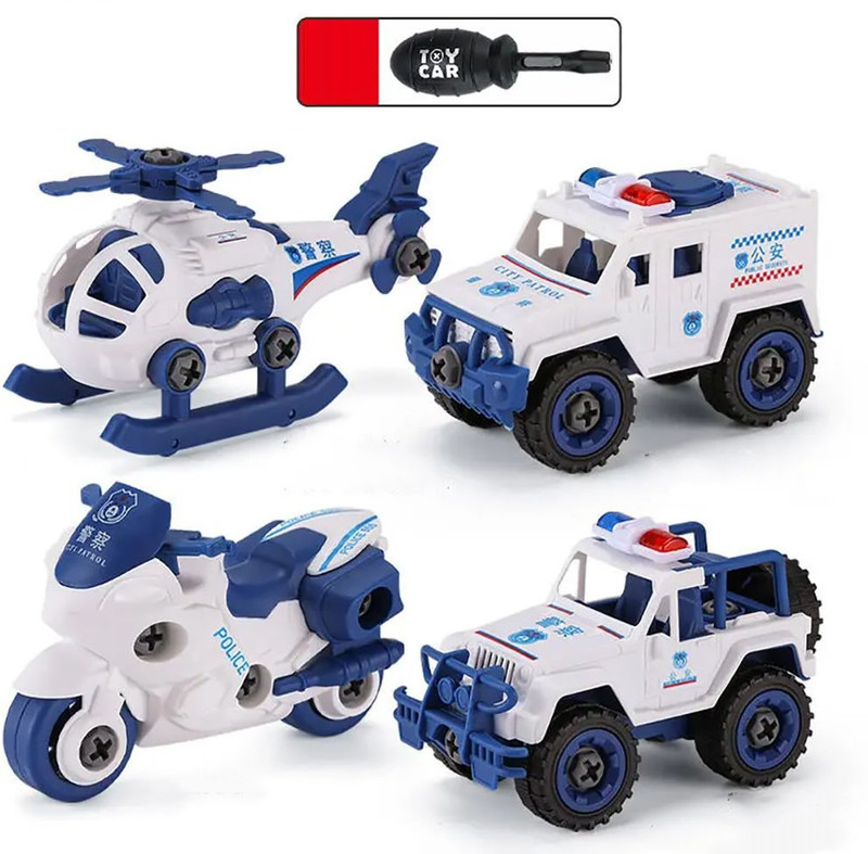 RUTSHRA DIY Police Vehicle Set Toy KidsAM60(Multicolor, Pack of: 1)