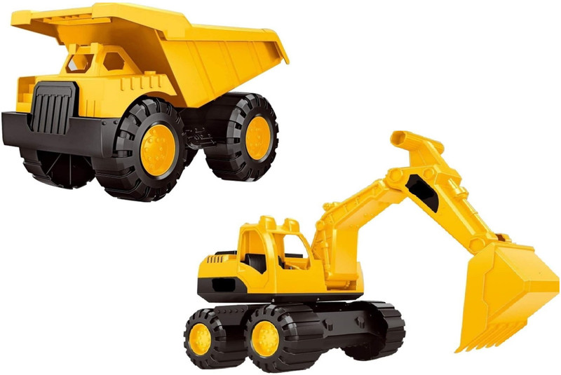 Enorme Push-Go Automobile Dumper & Excavator Construction Engineering Vehicle Toy(Yellow)