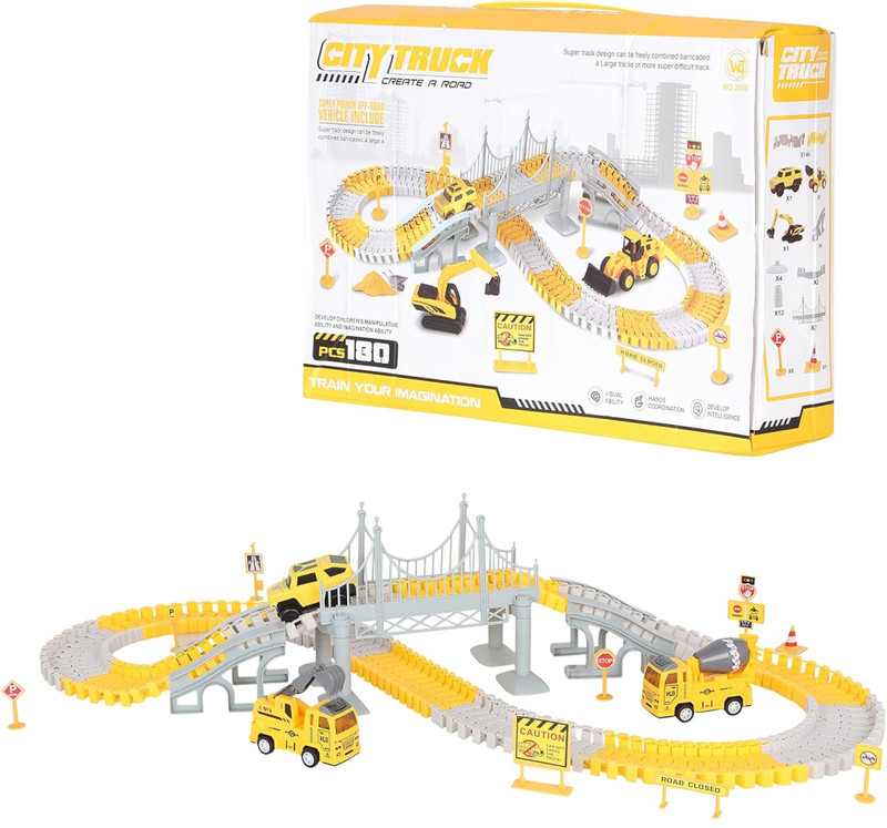 Mayneisha Construction Vehicle Track Set, 180 Pieces(Multicolor)