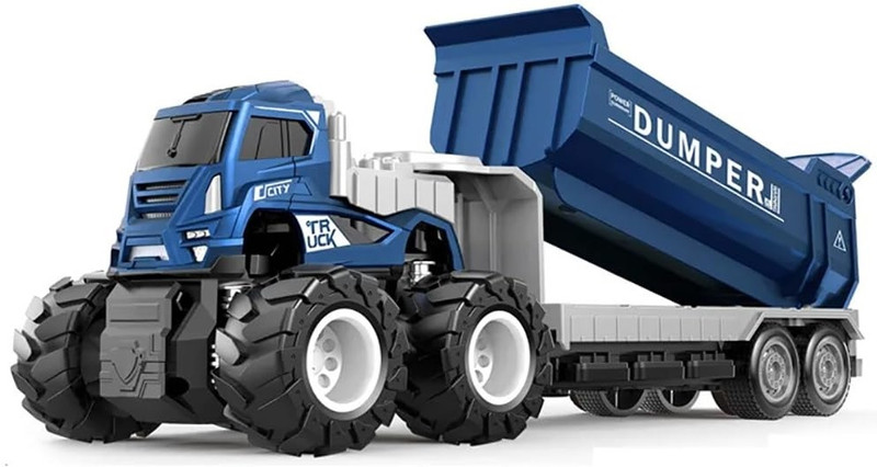 Zuuluzrs Dumper Toy Truck Toy Metal Head Trucks Toy Friction Powered Engineering Toy(Blue, Yellow, Pack of: 1)