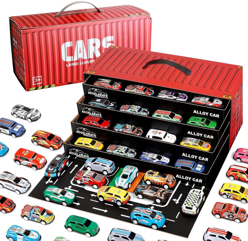 TRIONZA Pull Back Racing 48 Car Toy with Carry Container Box-444(Multicolor, Pack of: 1)