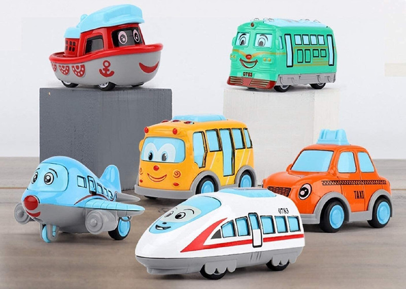 DUVEXA Set of 6 Train, Bus,Taxi,Tram,Plane & Ship DX(Multicolor, Pack of: 6)