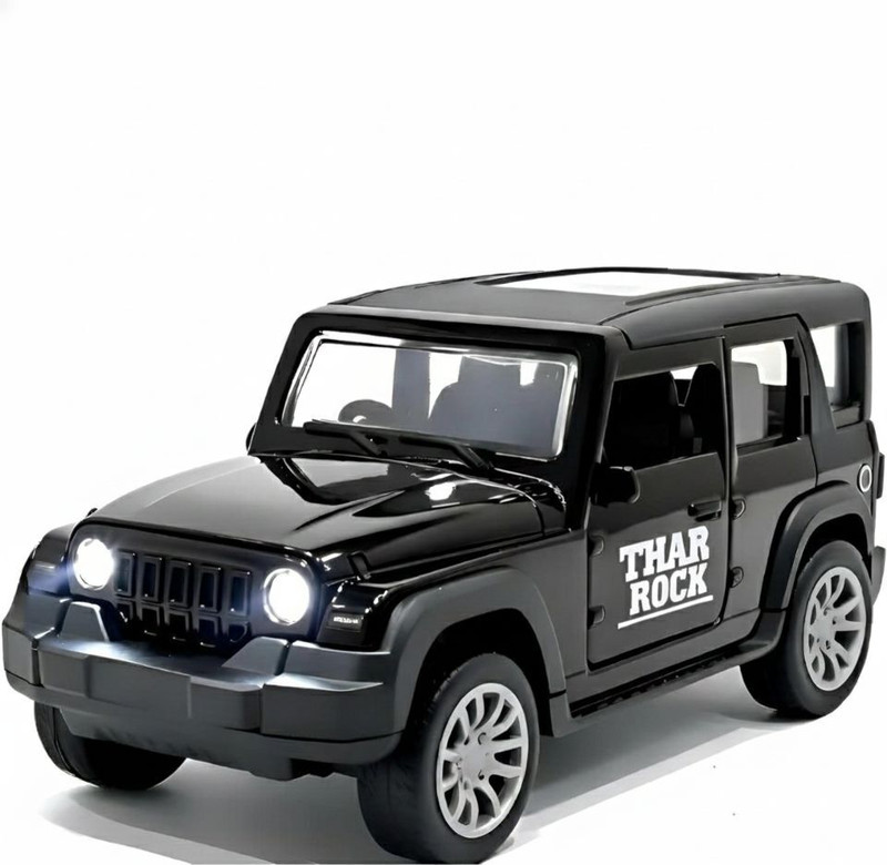 kidcraze Thar Roxx Metal Car Toys Openable Doors & Pull-Back Scale 1:32(Black, Pack of: 1)