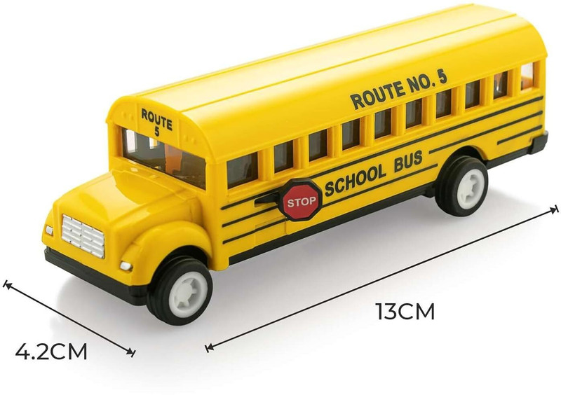 Play Haven School Bus, Miniature Scaled Model 5.1 inch Mini Toy Bus (Yellow, Pack of: 1)(Yellow, Pack of: 1)