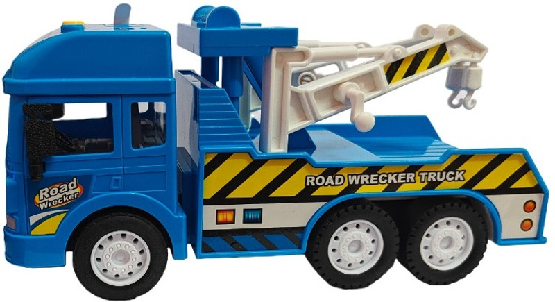 IndusBay Inertia Friction Powered Tow Truck Light Sound Towing Truck Toy(Blue, Pack of: 1)