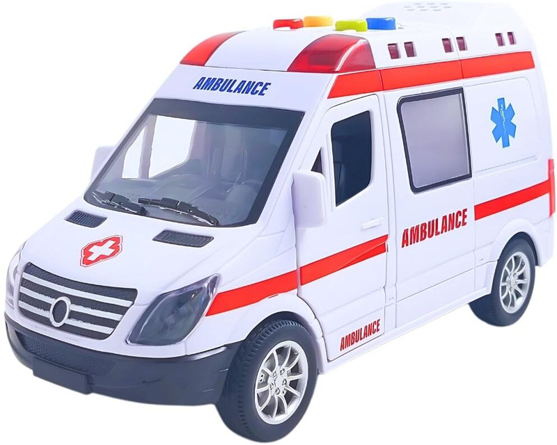 Veryke Ambulance Van Toy Friction Powered Toy car with Lights and Sounds Kids(White, Pack of: 1)