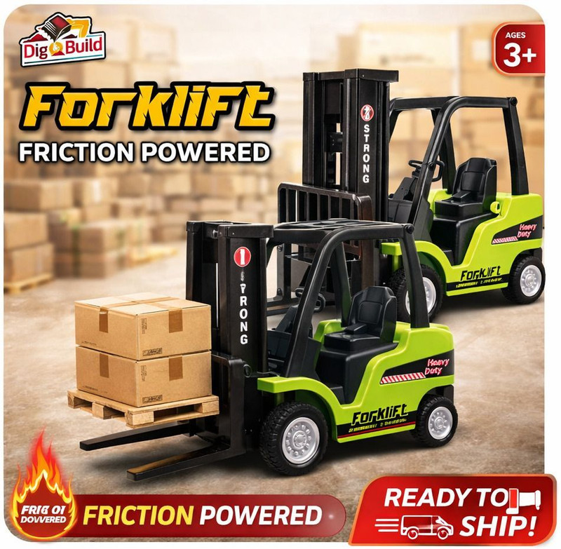 WooZee FORKLIFT FRICTION POWERED PULL BACK TOY FOR KIDS(Multicolor, Pack of: 1)