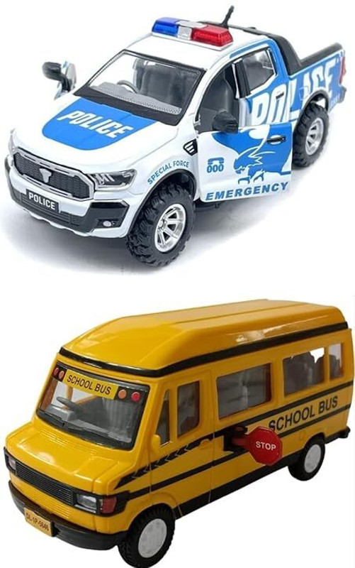PLAYSPHERE Plastic Toy Car for Kids (Blue Hawk With School Bus)(Multicolor, Pack of: 1)
