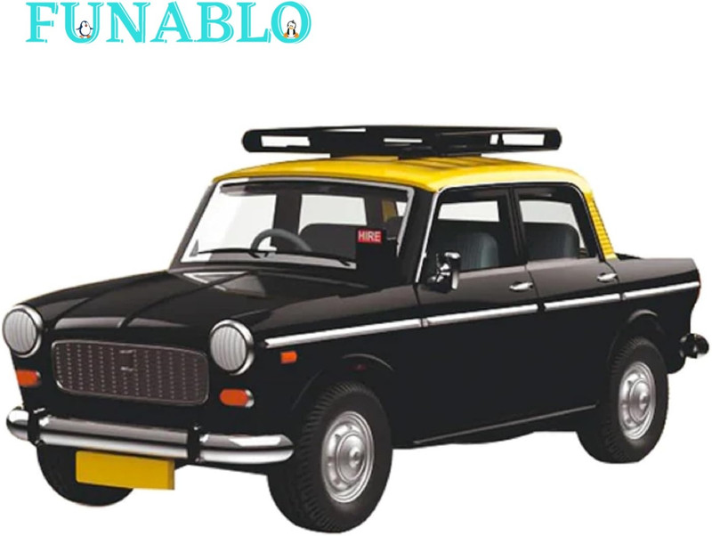 FUNABLO Queen 70 Taxi Mumbai Toy car Model Fiat Door openable, Pullback toy car(Black, Pack of: 1)