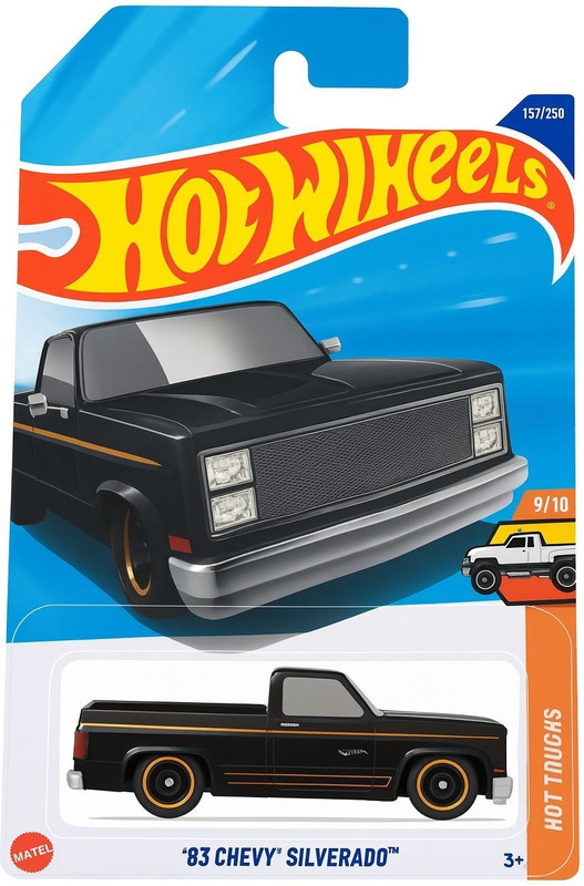 HOT WHEELS PCASE 83 CHEVY SILVERADO 9/10 DIE CAST TOY CAR 2025(Black, Pack of: 1)
