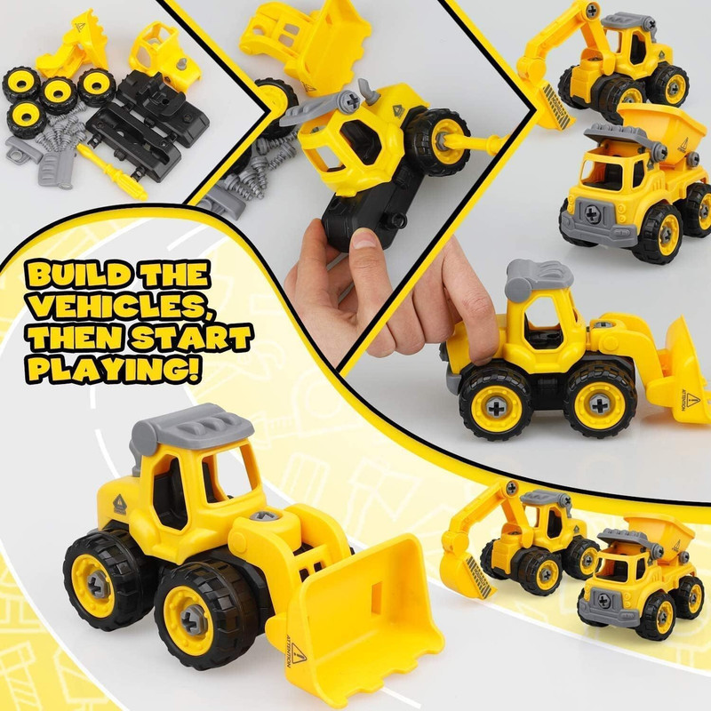 Dorytoys Kids DIY Construction Truck Vehicles – Build Your Own Trucks(Multicolor)