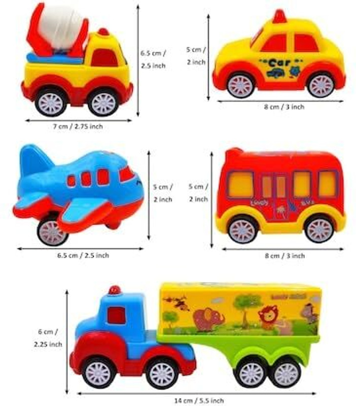 Ruffo Toddler Cartoon Vehicle Toys | Colorful Transport Set(Multicolor)
