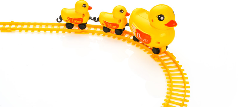 SOFAB FAMILY DUCK TRAIN SET WITH TRACKS & BIS APPROVED(Yellow, Pack of: 1)