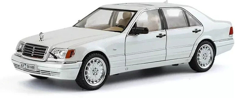 SR Toys 1:24 Mercedes-Benz S-W140 320SEL Alloy Car Model Sound and Light Pull Back Toy(white,black, Pack of: 1)