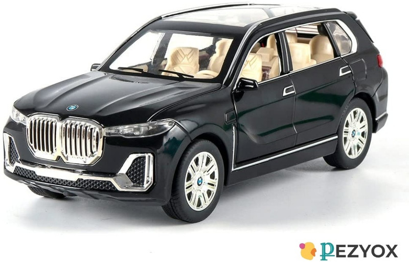 PEZYOX 1/32 BMW X7 Toy CAR Diecast Metal Pullback Toy car with Openable 6 Doors(Black)