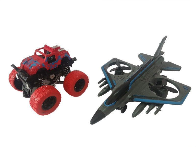 TOYOMAA Frictional Pull Back Push and Go Fighter Aero Plane Airplane Toy For Kids(Multicolor, Pack of: 2)
