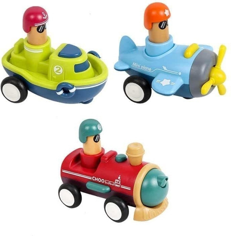 hinik Push &Go with pull back Friction Powered Vehicles (Including Airplane,Train)(Multicolor, Pack of: 2)
