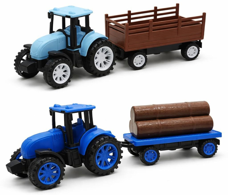 Liztora Farm Tractor Toy Set, Pull-Back Action, Realistic Farm Play (Pack of 2)(Multicolor, Pack of: 2)