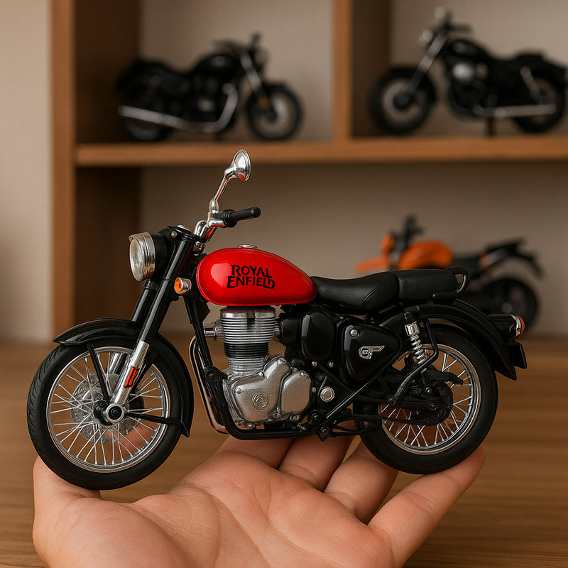 Meetul Enterprise 1:15 Scale Model Royal Enfield Toy Collectable Bike With 3 Colored Fuel Tank(Multicolor, Pack of: 1)