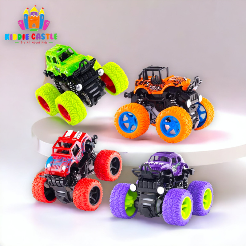 Kiddie Castle Friction Powered Tumbling Trucks Set of 4 For Kids(Multicolor, Pack of: 4)