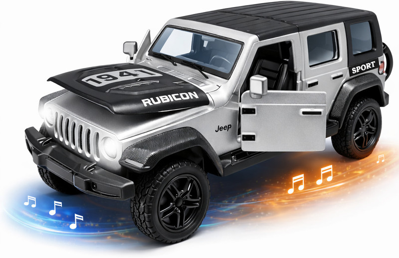 TRENDNRAAGS Metal Diecast Off Road SUV Toy Car Pull Back Model for Kids Boys & Girls(Silver, LIGHT & MUSIC, Pack of: 1)